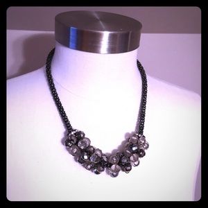 Gunmetal gem and pearl necklace